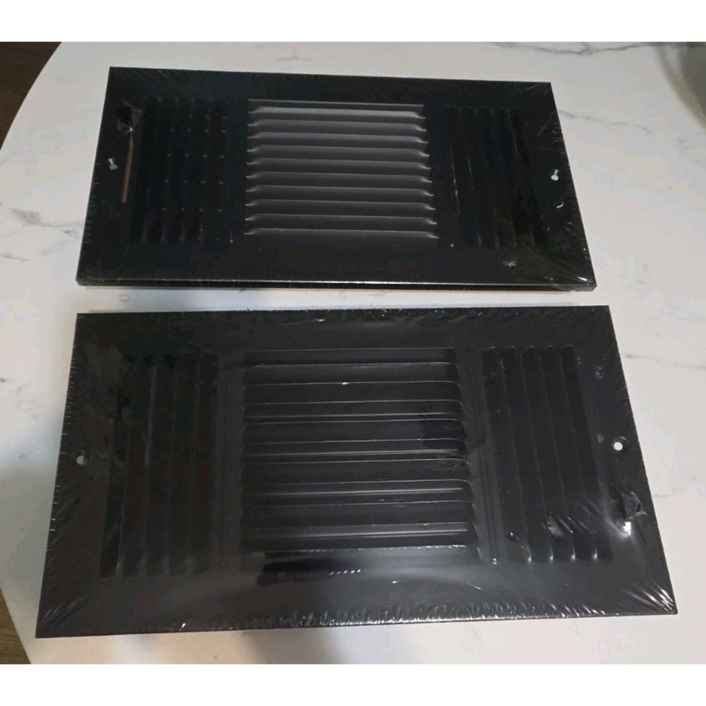 Lot of 2 Black Steel Floor Registers Air Vent Covers 13.5" x 8" Adjustable New